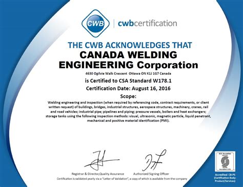 welding inspection certification